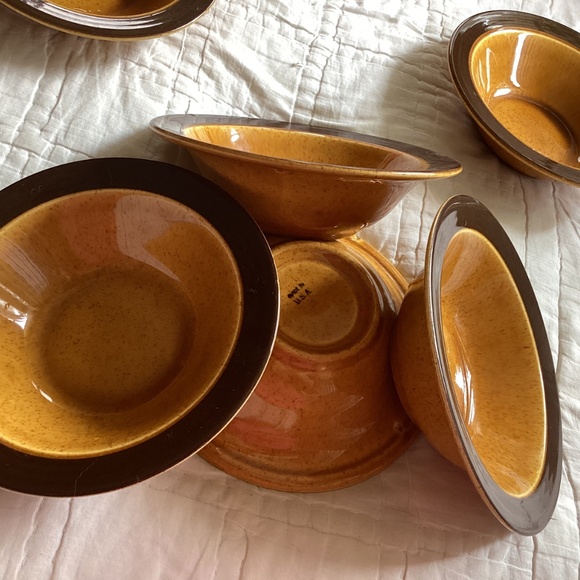 SET OF 6 HOMER LAUGHLIN DECO-STONE HEARTHSIDE RIMMED SOUP/CEREAL BOWLS - Picture 10 of 12